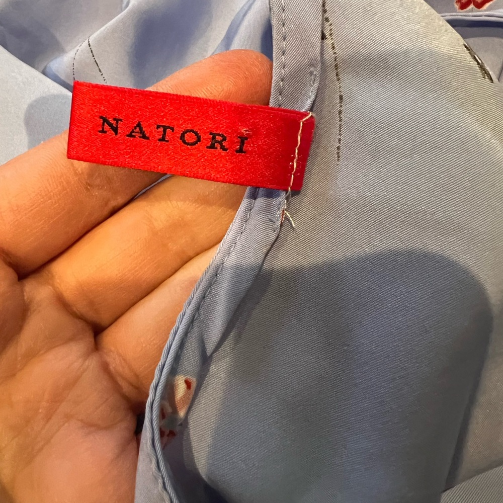 Natori Periwinkle Slip Dress with Floral Embroidery - Picture 8 of 8